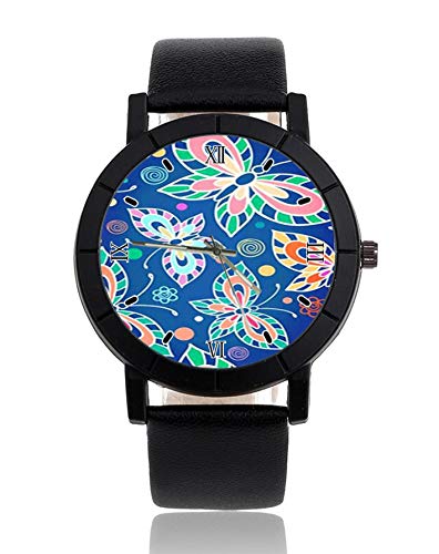 Reloj de Pulsera con diseño de Mariposas y Mariposas, Estilo exótico, con Estampado fotográfico, Correa de Piel, para Mujer