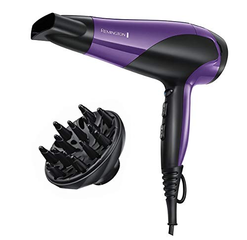 Remington Ionic Dry D3190 Secador de Pelo, Secador Iónico, Difusor y Concentrador, 2200 W, Morado y Negro