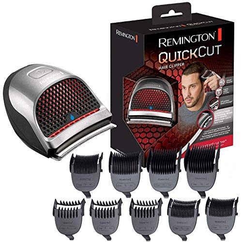 Remington QuickCut HC4250 – Máquina de Cortar Pelo, Cortadora de Pelo con Cable o Inalámbrica, Gris, 9 Peines Guía