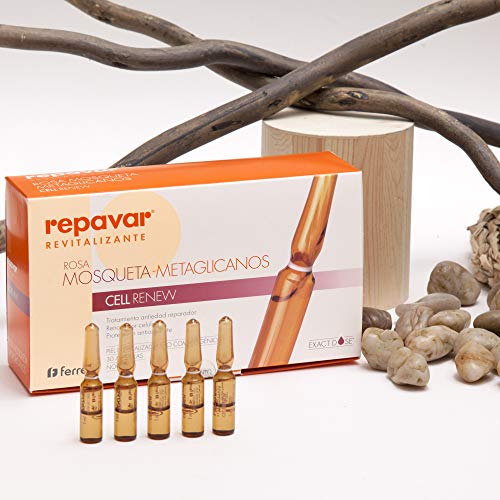 Repavar METAGLICANOS Cellrenew  Serum facial regenerador con Rosa mosqueta. 30 Ampollas monodosis