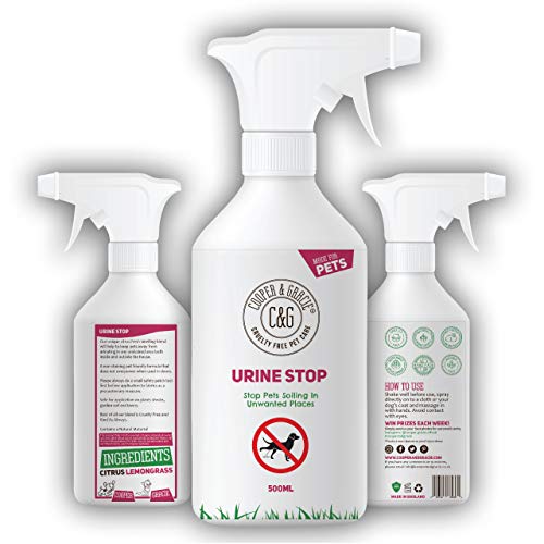 Repelente de orina C&G para repeler Gatos y Perros. Detener la marcación repetida de Gatos y Perros en Interiores y Exteriores. Destructor de orina con enzimas 100% Naturales. 500 ML