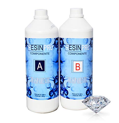 Resina epoxi, Ultra transparente 2-K kg1,6 con B-Super transparente efecto agua para creación de joyas resina transparent-résine para Créations moules-bestseller de Resin Pro (1,6 kg)