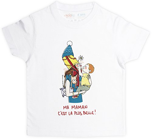 rigolobo-Camiseta de Manga Corta con Texto en francés Ma Madre es la más Bonito para niño, Color Blanco Blanco 4 años