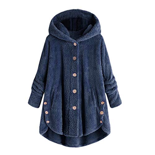 riou Mujer Sudadera con Capucha para Mujer tamaño Grande suéter para Mujer otoño e Invierno Camisa de Manga Larga Chaqueta Caliente botón de Felpa Descuento