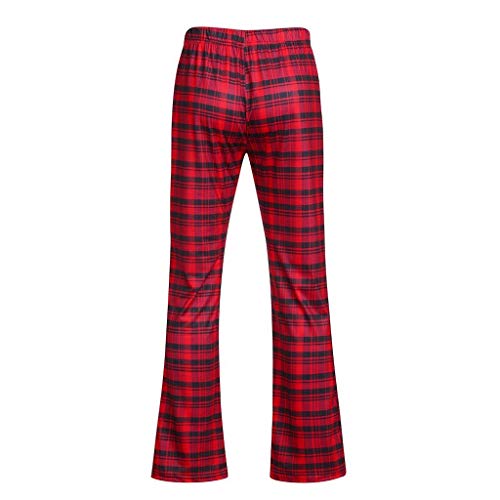 riou Pantalones Largos Casuales para Hombre Pijama con Estampado a Cuadros Deportivo Pantalon Fitness Chandal Hombre Pantalones de Playa Elástico Cordón