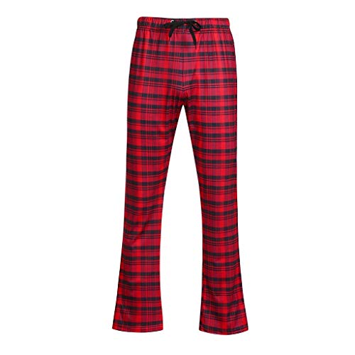 riou Pantalones Largos Casuales para Hombre Pijama con Estampado a Cuadros Deportivo Pantalon Fitness Chandal Hombre Pantalones de Playa Elástico Cordón