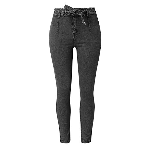 RISTHY Jeans Skinny Push-Up Mujer Vaqueros Pantalones Elásticos Jeans Denim Largo Mujer Cintura Alta con Cordón Lazo Vaquero Tejano para Mujer Elástico Relaxed-Fit