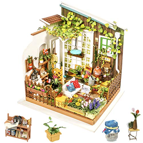 Rolife Miniature Dollhouse con Light Open Garden Model Set Mini casa de Madera para Adultos-Mejores Regalos para niñas(Mlller's Garden)