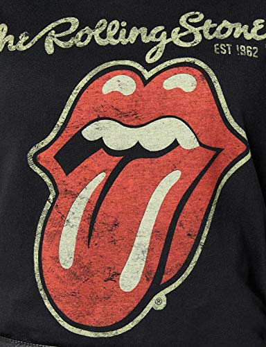 Rolling Stones Plastered Tongue Camisa, Negro, L para Mujer