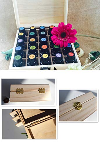 RoseFlower Caja de Almacenaje de Madera de Aceites Esenciales y Aromaterapia, 25 Botellas Aceite Contenedor Cubos de Almacenaje Organizadores para Perfumes, Fragancias, CosméTica, Joyas