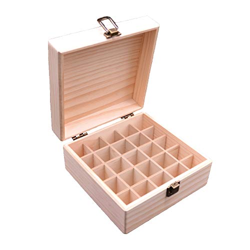 RoseFlower Caja de Almacenaje de Madera de Aceites Esenciales y Aromaterapia, 25 Botellas Aceite Contenedor Cubos de Almacenaje Organizadores para Perfumes, Fragancias, CosméTica, Joyas