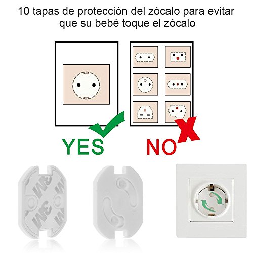 Rovtop 36 Pcs kit de Seguridad para Bebés, 12 Protectores de Esquina de Silicona, 6 Cierres de Armario, 6 Cerraduras de Cajón, 2 Clips de Puerta, 10 Cubiertas de Protección de Socket