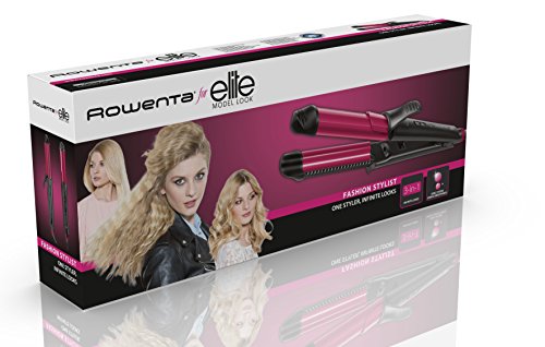 Rowenta CF4512 Fashion Stylist 3 en 1 - Planchas de Pelo, Multistyler con 3 Funciones para Alisar, Rizar o Moldear con Recubrimiento Cerámico, Generador de Iones y Dos Temperaturas Ajustables