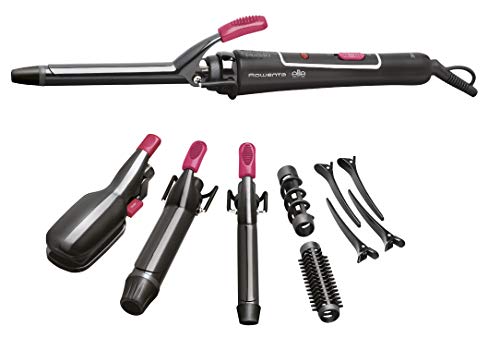 Rowenta Multistyler CF4132 - Rizador cabello 14 en 1, tenacilla rizadora de 16 mm y de 32 mm, plancha para alisar y ondular, espiral desmontable, cepillo desmontable, 4 pinzas, 2 horquillas y neceser