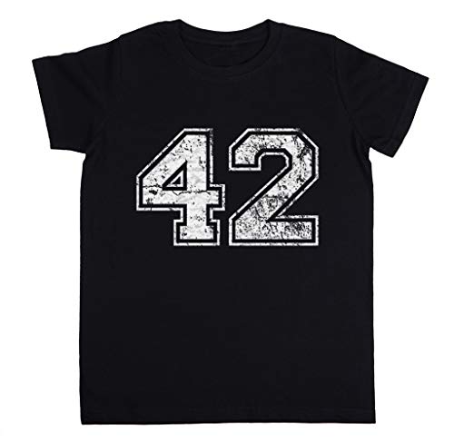 Rundi 42 Unisexo Niño Niña Camiseta Negro Tamaño XS Unisex Kids Boys Girls's T-Shirt Black Size XS