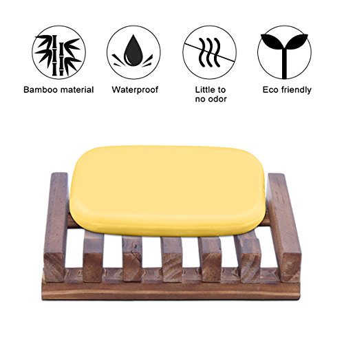 Rusee Jabonera de Madera con Ducha (2 Piezas), Titular Soapbox Mano Madera Jabonera de Bambú Natural para Ducha de Baño