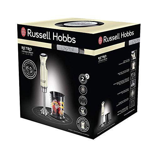 Russell Hobbs Retro - Batidora de Mano (700 W, Cuchilla y Cuerpo Acero Inoxidable Infinity, 2 Velocidades, Crema) - ref. 25232-56