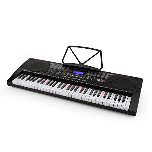 Schubert Etude 225 USB - teclado, teclado de aprendizaje, 61 teclas, teclas de luz, función de grabación y reproducción, 3 modos de aprendizaje, USB, negro