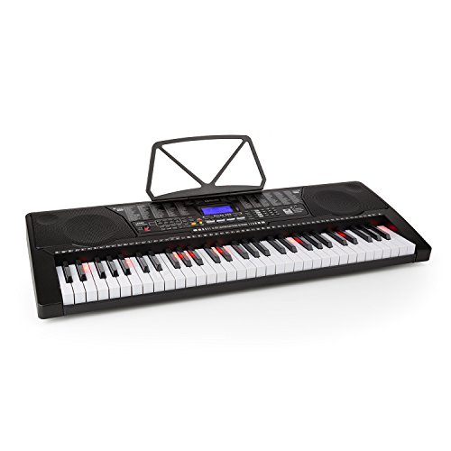 Schubert Etude 225 USB - teclado, teclado de aprendizaje, 61 teclas, teclas de luz, función de grabación y reproducción, 3 modos de aprendizaje, USB, negro