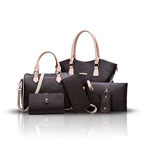 SDINAZ Bolsos de Mano Mujer Bolsos Bandolera Moda 6piezas Bolsos Totes Shoppers y Bolsos de Hombro Billetera