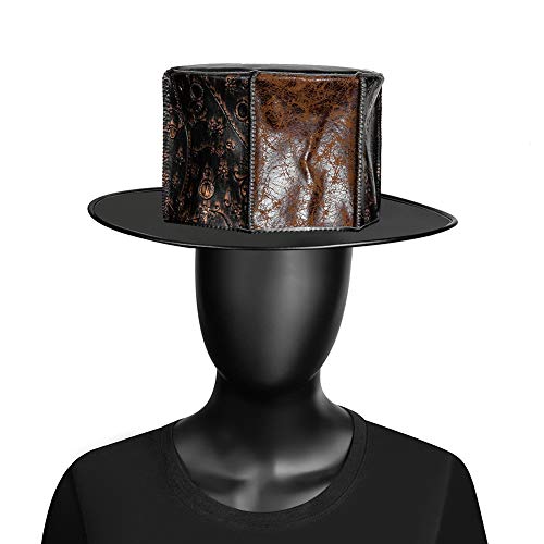 Secret night Victoria Unisex Adulta Brown Cuero De La PU De Halloween Doctor De La Plaga De Cosplay Steampunk Sombrero Plano Gótico del Traje Accesorios Animado Puntales