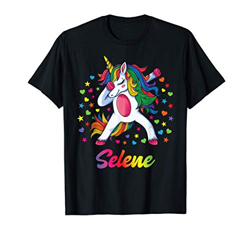 Selene Nombre Personalizado Regalo Cumpleaños Unicornio Camiseta