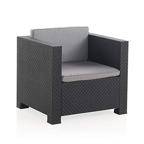 Shaf - Diva | Set Muebles de Jardin de Color Gris Oscuro | Fabricado en España con Materiales Reciclados