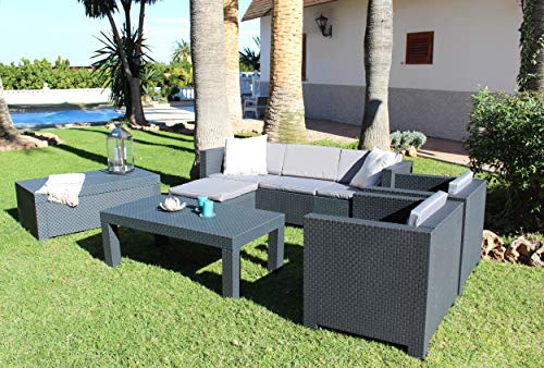 Shaf - Diva Tropea | Set Muebles de Jardín de Color Antracita | Fabricado en España con Materiales Reciclados