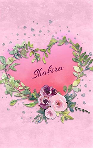 Shakira: Personalized Small Journal | Gift Idea  for Women & Girls (Pink Floral Heart Wreath)