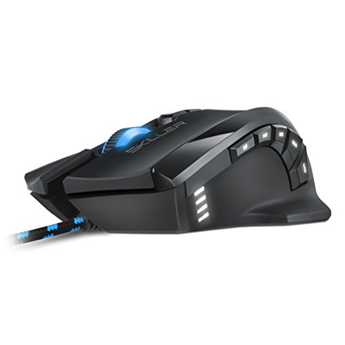 Sharkoon SGM1 - Ratón Gaming Óptico, 10800 DPI, 12 Botones, Negro