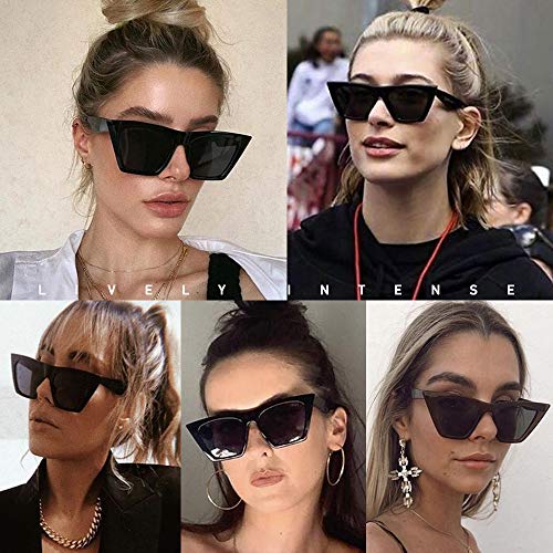 SHEEN KELLY Gafas de sol planas para hombres y mujeres Gafas de sol cuadradas de diseñador retro Gafas de sol de estilo claro Gafas de sol transparentes UV400