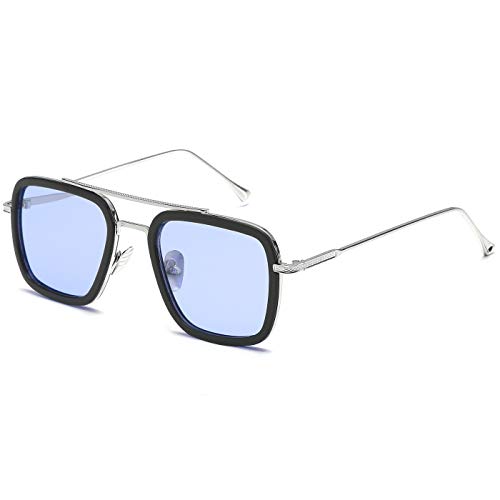 SHEEN KELLY Regalo Retro Gafas de sol Tonny Stark Marco de metal para hombres mujeres Gafas de sol Iron Man cuadradas