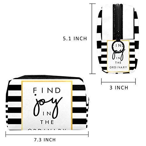 Shiiny Slogan Print On Stripe Pattern Cosméticos Bolsa para Mujeres, Adorable Espaciosa Bolsas de Maquillaje Bolsa de Viaje Accesorios Organizador Regalos