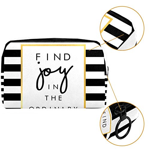 Shiiny Slogan Print On Stripe Pattern Cosméticos Bolsa para Mujeres, Adorable Espaciosa Bolsas de Maquillaje Bolsa de Viaje Accesorios Organizador Regalos