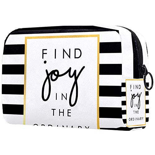 Shiiny Slogan Print On Stripe Pattern Cosméticos Bolsa para Mujeres, Adorable Espaciosa Bolsas de Maquillaje Bolsa de Viaje Accesorios Organizador Regalos