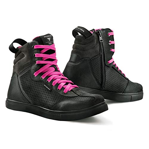 SHIMA Rebel Lady - Botas de Moto urbanas para Mujer, Color Negro Fluorescente, Talla 39