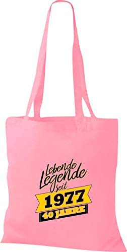 Shirtstown Bolsa Tejido Vivas Legenden desde 1977 40 Años - Rosa, 38 cm x 42 cm