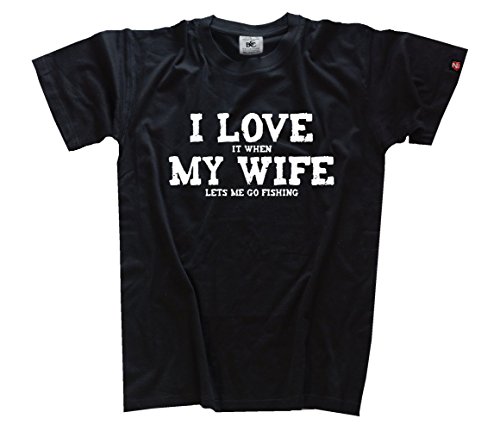 Shirtzshop – Camiseta para Hombre i Love it When My Wife Let Me Go de Pesca Negro Negro Talla:Small