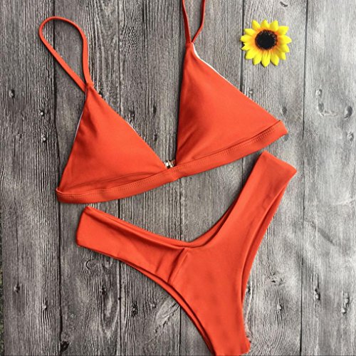 SHOBDW Bikiní de Las Mujeres Verano 2017 Dos Piezas Monokini Beachwear Acolchada de baño de Playa (M, Naranja)