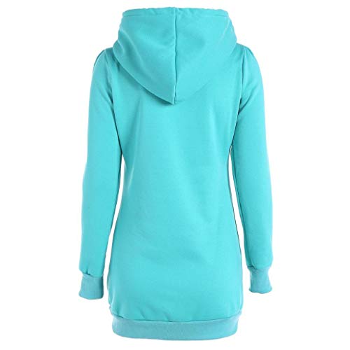 SHOBDW Mujer Liquidación Venta Sudadera con Capucha para de Color sólido Casual Fit Recta Invierno Manga Larga Tops Abrigos Chaqueta Sexy Vestidos Delgados (L, S-Azul)