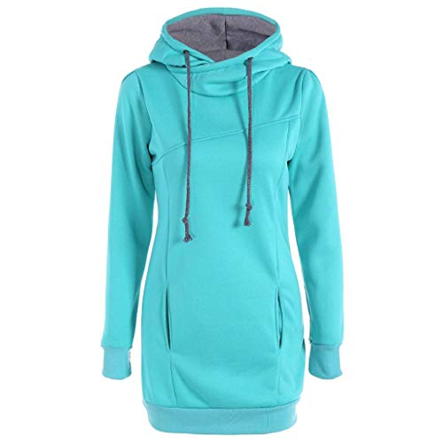 SHOBDW Mujer Liquidación Venta Sudadera con Capucha para de Color sólido Casual Fit Recta Invierno Manga Larga Tops Abrigos Chaqueta Sexy Vestidos Delgados (L, S-Azul)