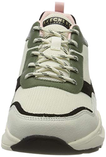 Skechers Rovina, Zapatillas para Mujer, Multicolor (Pink & Olive Leather/Off White Mesh Trim Ofpk), 37 EU