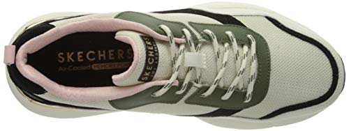 Skechers Rovina, Zapatillas para Mujer, Multicolor (Pink & Olive Leather/Off White Mesh Trim Ofpk), 37 EU