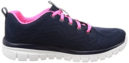 Skechers Women 12615 Low-Top Trainers, Blue (Navy Mesh/Hot Pink Trim Nvhp), 6 UK (39 EU)