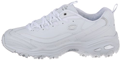 Skechers Women's D'Lites-Fresh Start Low-Top Sneakers, White Silver, 7 UK 40 EU