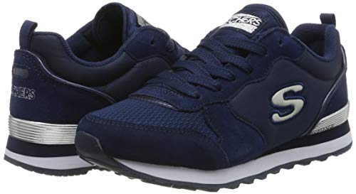 Skechers Women's RETROS-OG 85-GOLDN GURL Trainers, Blue (Navy Suede/Mesh/Nylon/Silver Trim Nvy), 8 UK (41 EU)