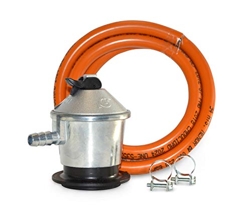 S&M 321771 Regulador de Gas Butano Goma M + 2 Abraz, Gris/Naranja, 1,5 Metros de Tubo