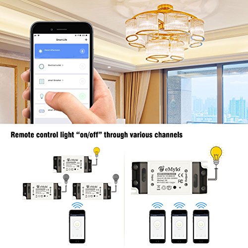 Smart WiFi Switchs Wireless Relay Control remoto eMylo Light Switch Module Temporizador de salida de Smart Home Automation Compatible con Alexa, Google Home a través de iPhone Android 3 paquetes