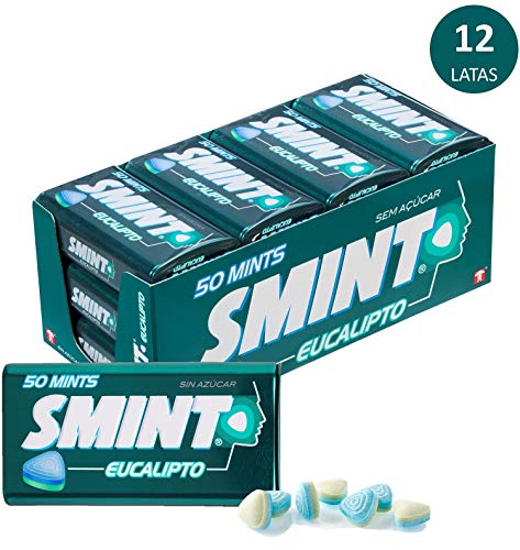 Smint Tin Eucalipto, Caramelo Comprimido Sin Azúcar - 12 unidades de 35 gr. (Total 420 gr.)