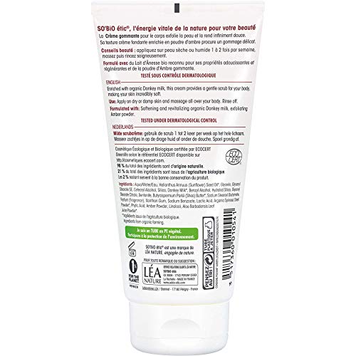 SO'BiO étic Soins Visage et Corps Mon Lait d'Anesse Crème Gommage Douceur 150 ml